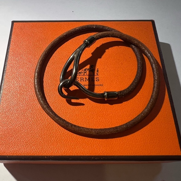 - Hermes Brown Gun Metal Double Tour Wrap Bracelet or choker - Picture 2 of 8